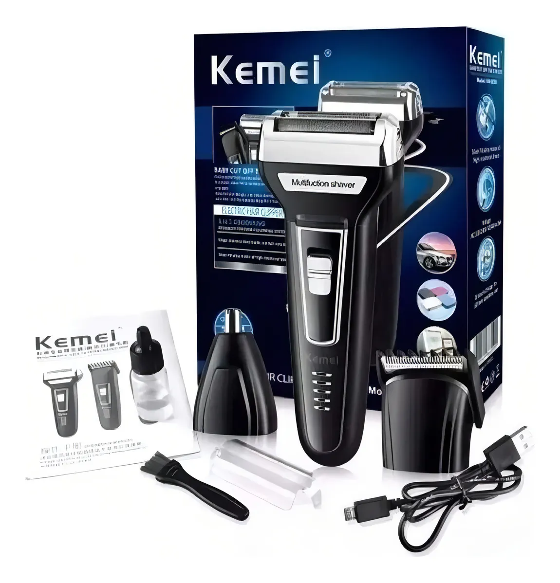 Barbeador E Cortador De Cabelo 3 Em 1 Kemei Km-6558 - Image 3